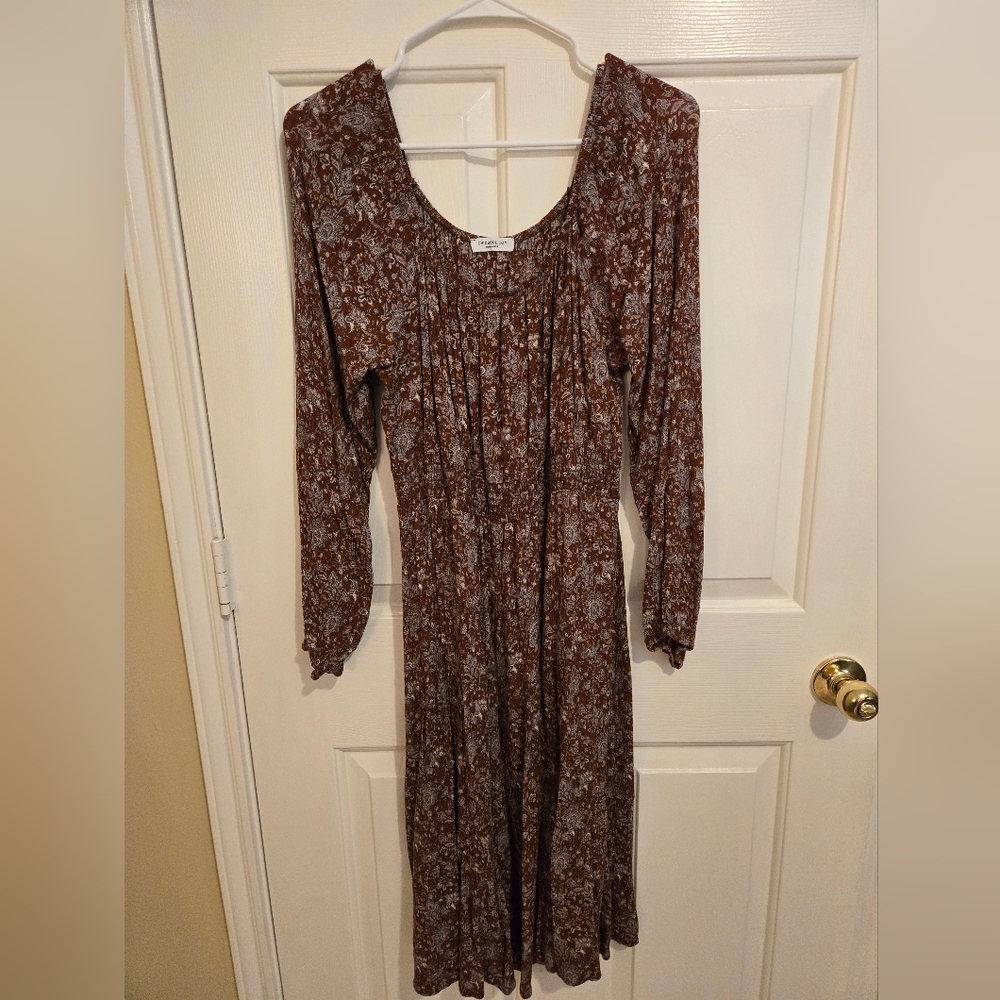 Chic Soul Brown & Light Blue Paisley Dress